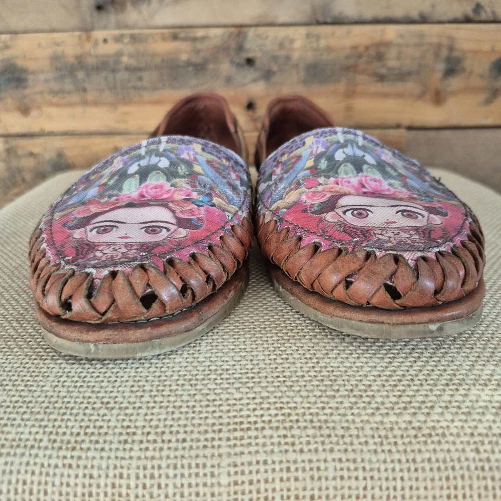 Frida Kahlo Sandals D'Santy Artsy Leather Mexican Huraches Womens 5 MX / 7.5 US